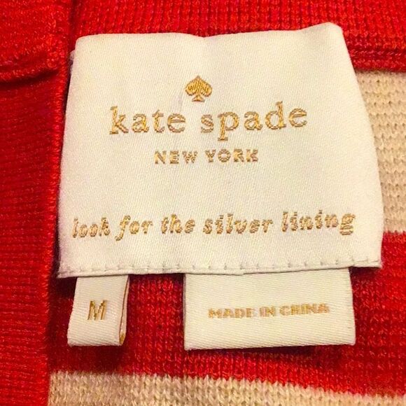 Kate Spade SELMA Red Stripe Cotton Silk Cashmere Knit Preppy Nautical Dress - Picture 14 of 16